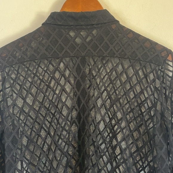 Edgy Diamond Shirt Soft Goth Sheer Contemporary Print American Apparel SM Black - Picture 8 of 14